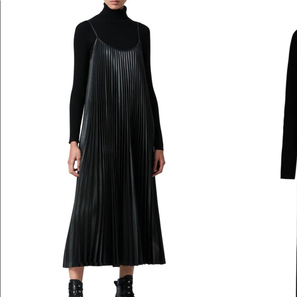 NWT * ALLSAINTS Faux leather pleated dress